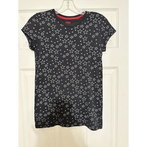 VANS WOMEN NAVY LOGO T SHIRT V NECK STARS
